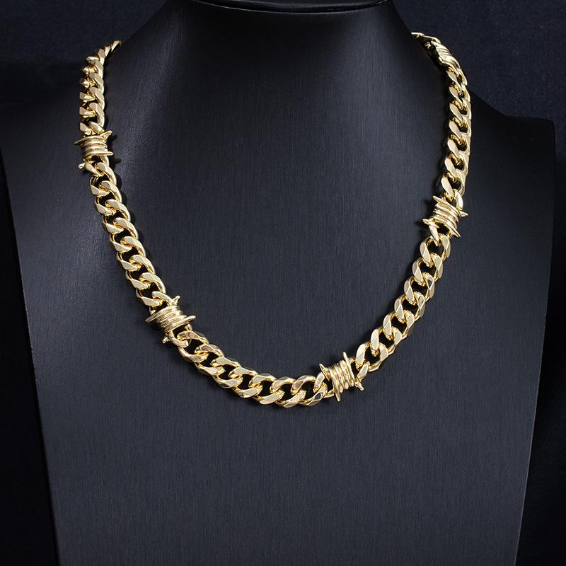 Trendy Men'S Fashion Street Men'S Jewelry Necklace Hip-Hop Style Chain Jewelry Cuban Alloy Necklace Bracelet Versatile Thick Chain