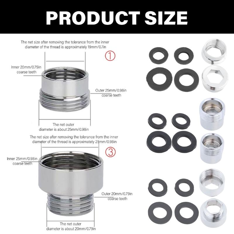 2Pcs Kitchen Tap Connector Stainless Steels Faucet Adaptor Tap Fittings Connector for Garden Hoses Water Filter Enduring