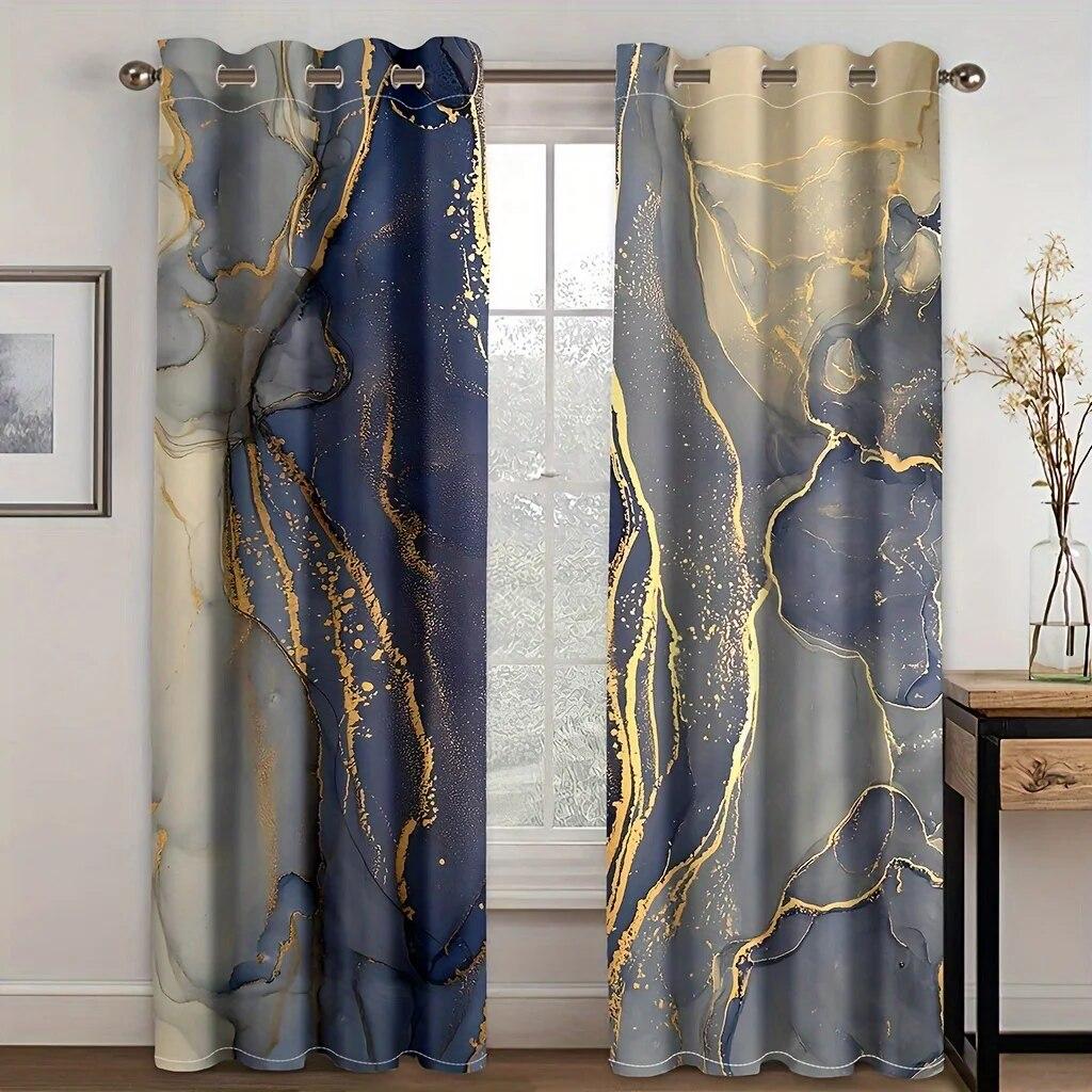 Perdele cu textura de marmură cu 2 panouri Perdele de lux pentru dormitor sufragerie bucătărie jaluzele pentru fereastră Cortinas Para Salón Buzunar pentru tijă