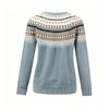 Damen Rundhals Pullover Retro Stricktop