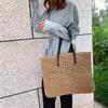 Moda simples oco sacos de praia feminino palha malha grandes bolsas tote