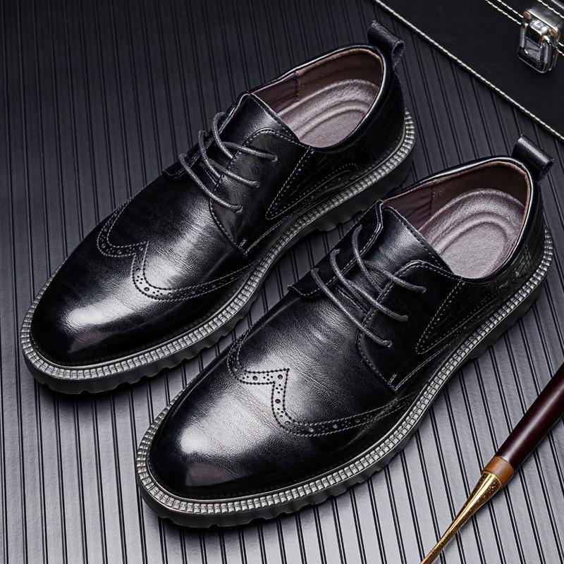 Spring Autumn Men's Formal Business Leather Shoes 2024 New Mens Soft Sole and Soft Face Trend Office Commuter Wedding Shoes Male