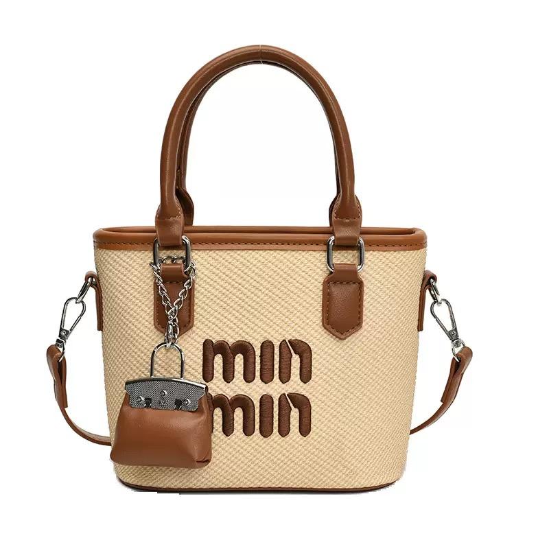 New Summer Beach Grass Woven Bag Women's Handbag Embroidered Thread Fashion Crossbody Bag Women's Unique Design Shoulder Bag
