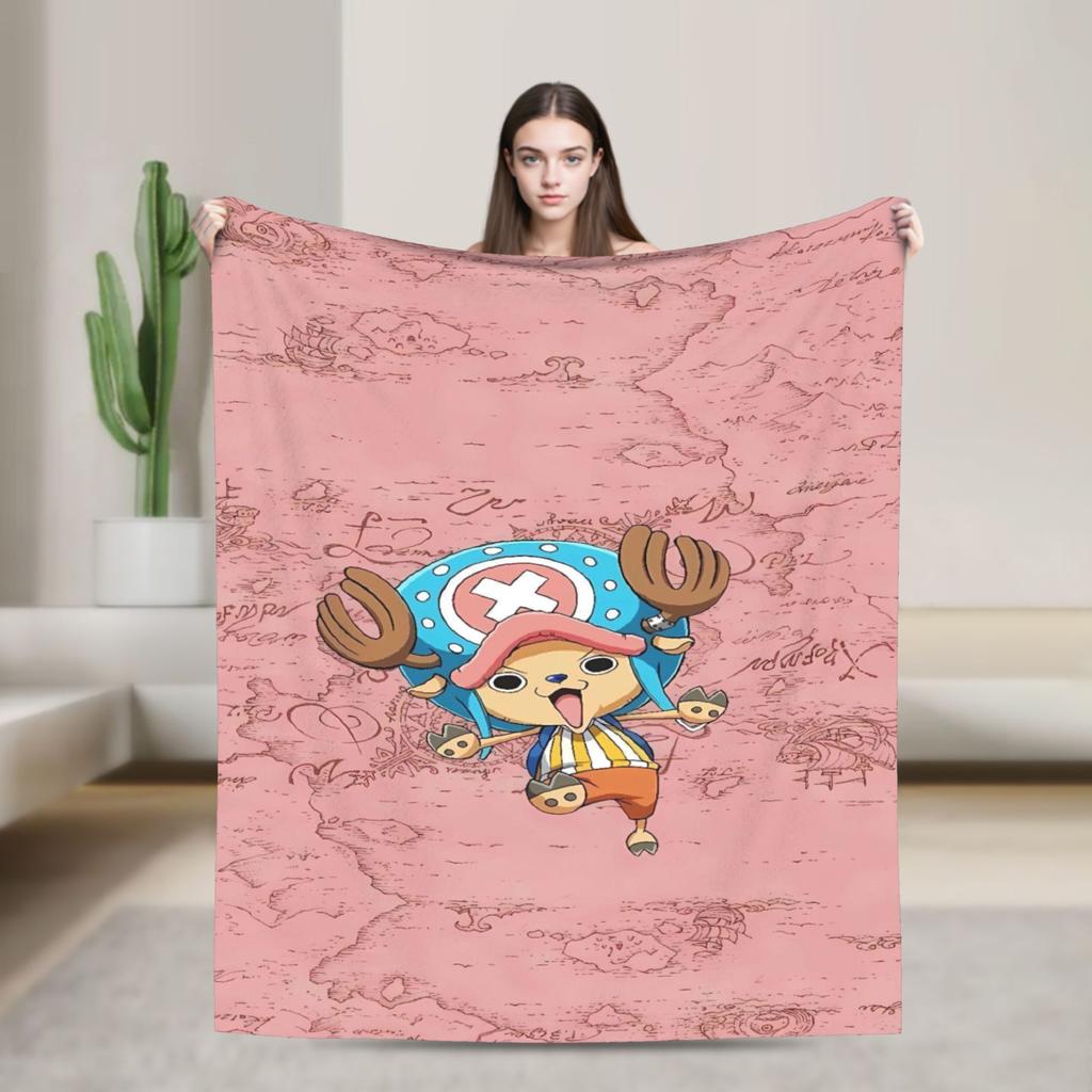 Tony Chopper Flannel Blanket Winter Anime Warm Bedding Throws for Kids Adult Couch Bed Fluffy Bedspread Sofa Bed Cover