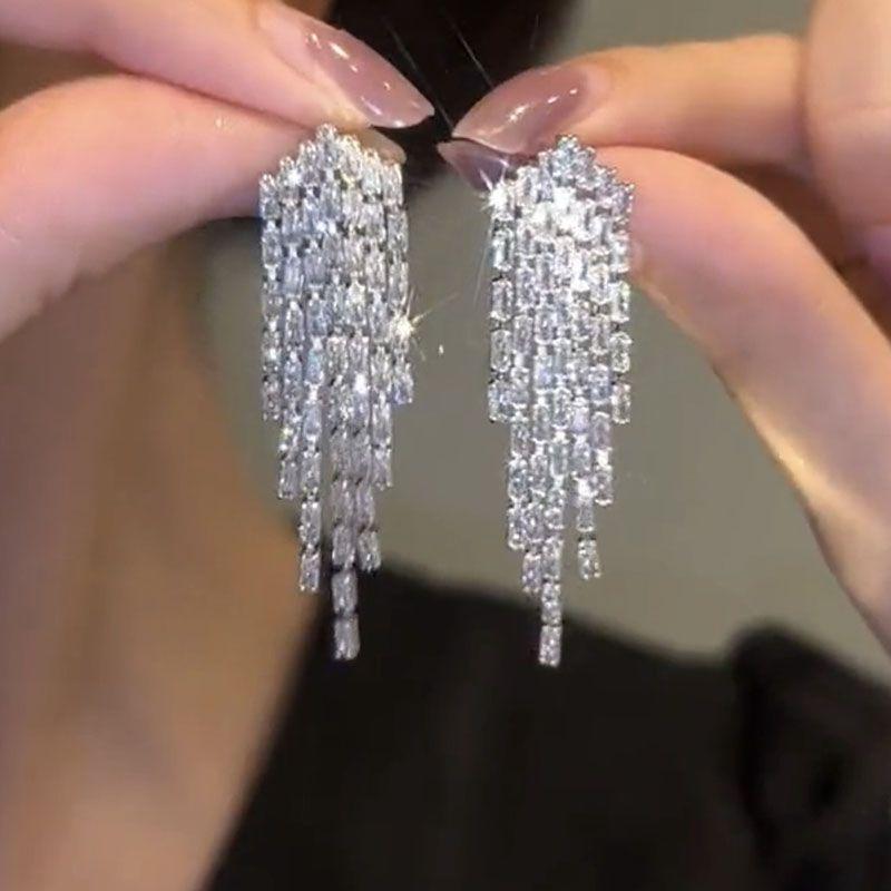 

Accessible Luxury Earrings Internet Celebrity Special-Interest Design Exquisite Female Zircon Silver