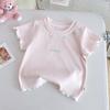 Girls Summer Short Sleeve T Shirt With Bow Tie Baby Versatile Base Layer Top Trendy Casual Tee For Kids