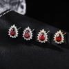 925 Silver Pigeon Blood Red Zirconia Drop Earrings Vintage Elegant