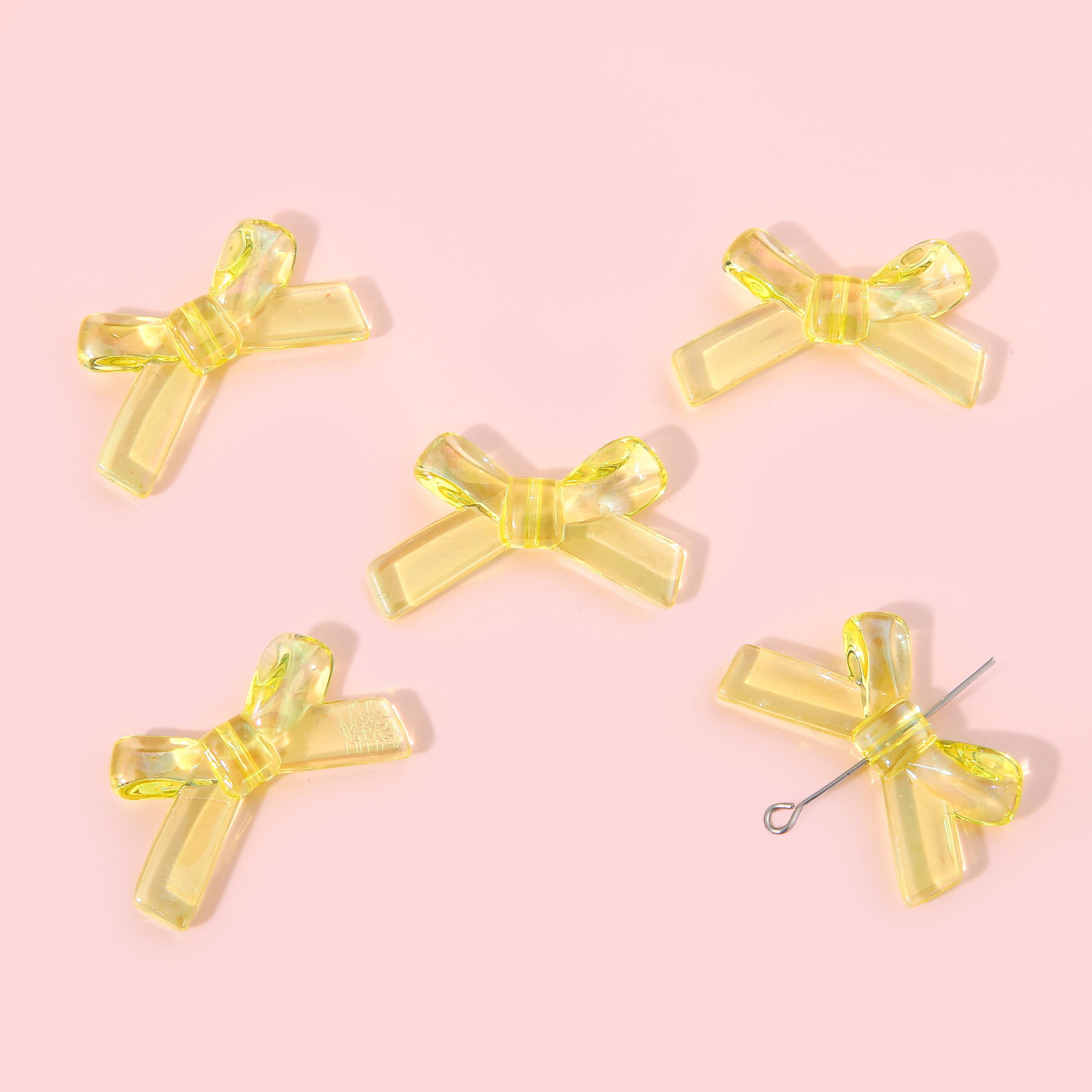 

4 шт. 34*20 мм акриловые волшебные цвета бантик аксессуары для изготовления ювелирных изделий DIY очаровательное украшение 34*20mm 4pcs жёлтый