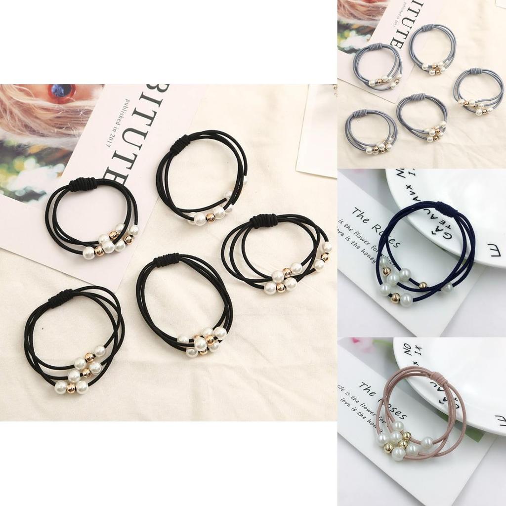 Korean Version Of The Three-strength Rubber Band High-elastic Pearl Head Rope For Women And Girls