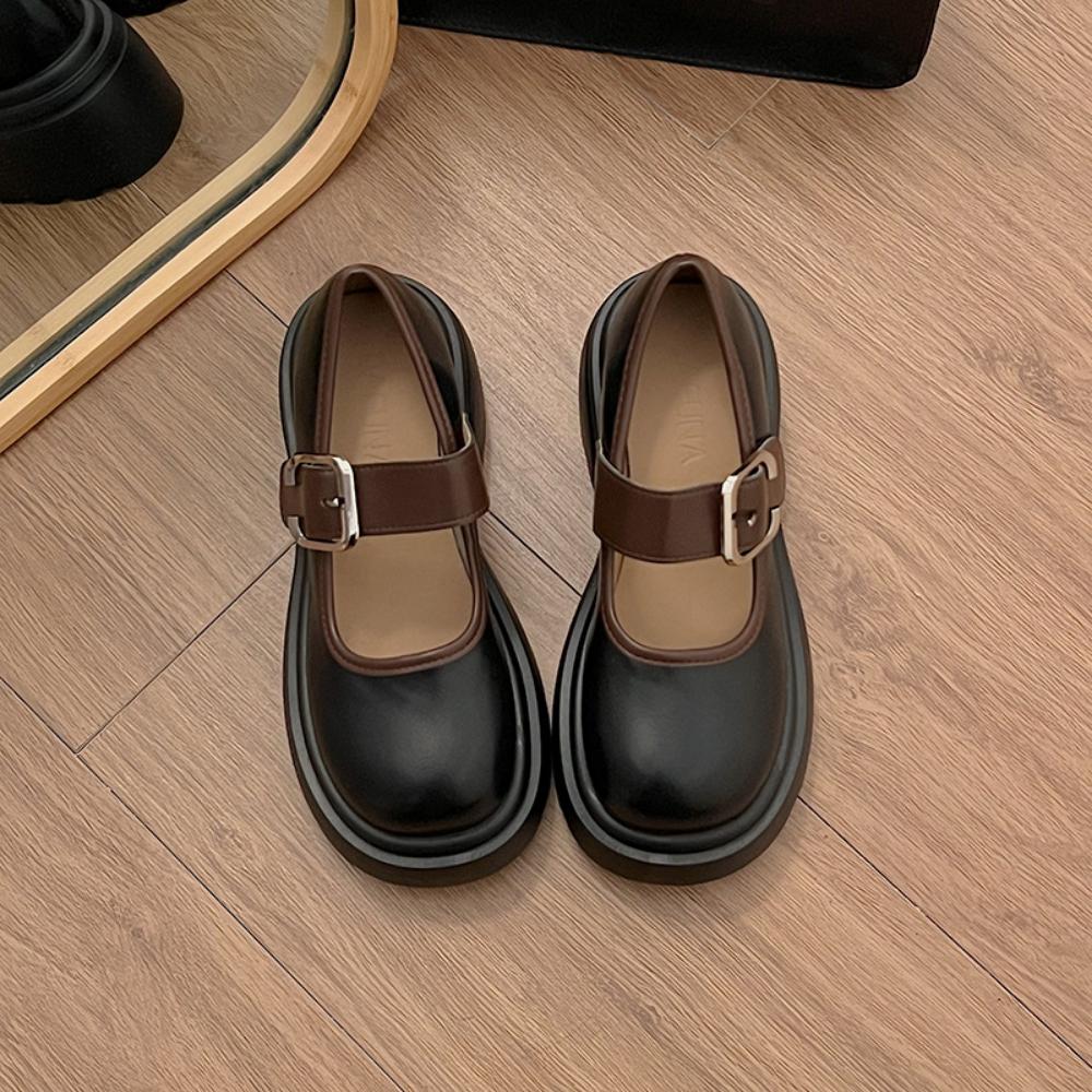 Pantofi singuri Casual Retro Toc gros Platforma Mary Jane Mici Pantofi din piele Femei
