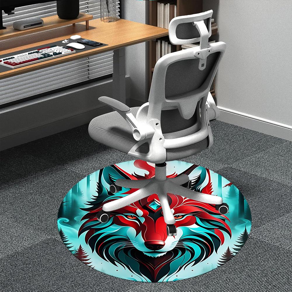 1PC Wolf Forest Office Round Area Rug, Indoor Mat Suitable ForOffice, Under Office Chairs Bedroom Living Room Home Decor, Room Deco f048