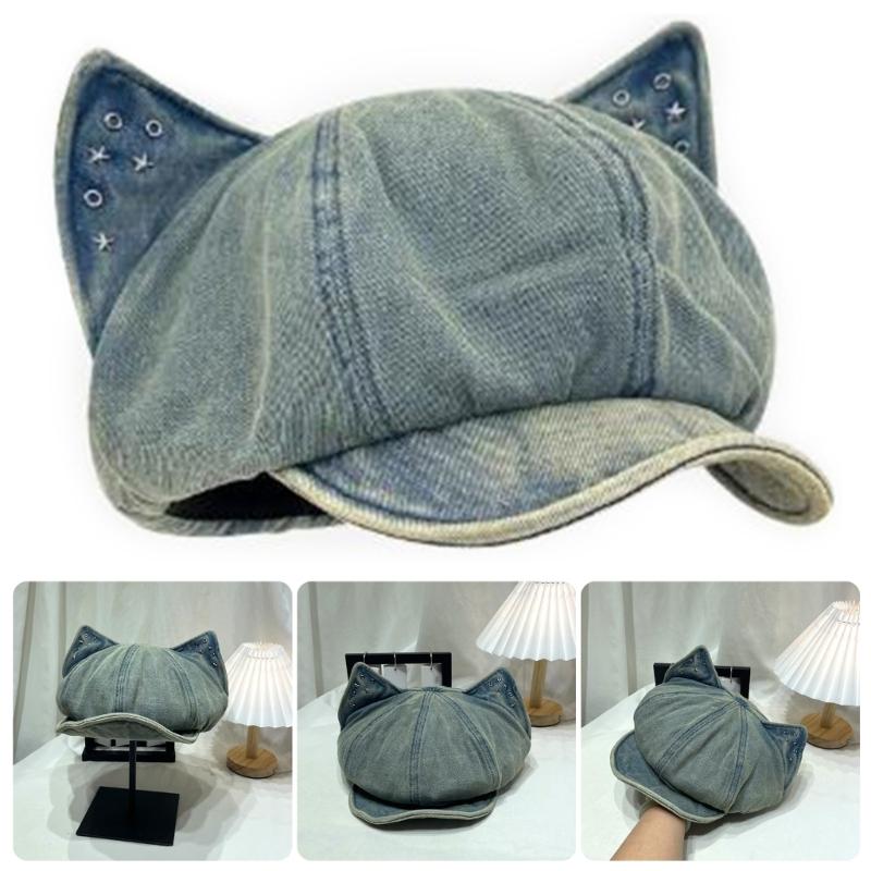 Baseball Cap With 3D Ears Adjustable Zip Closure Unisex Hat For Streetwear Cosplay