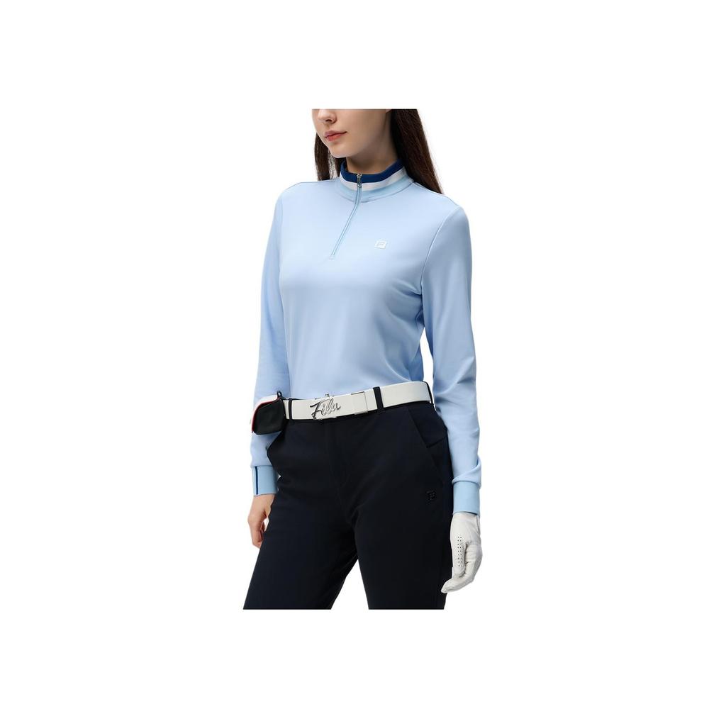 FILA Golf Series Knitted Comfortable Versatile Long Sleeve T-Shirt Women tops Afternoon-Blue A11W445202F-LB
