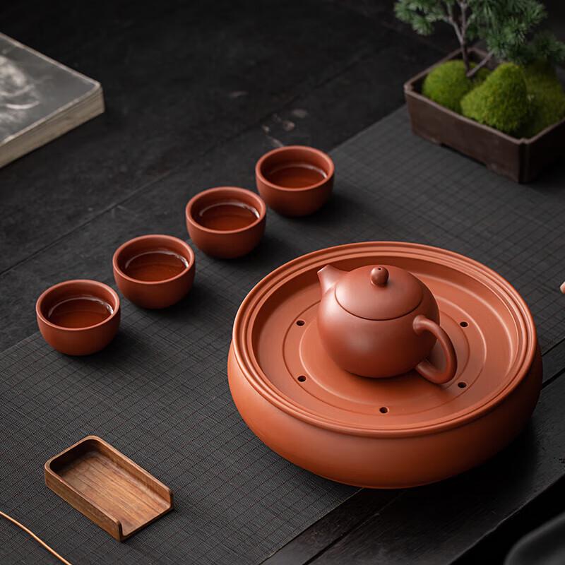 Sushiceramics Zisha Xishi Pot Gongfu Tea Set with 4 Cups and Tray