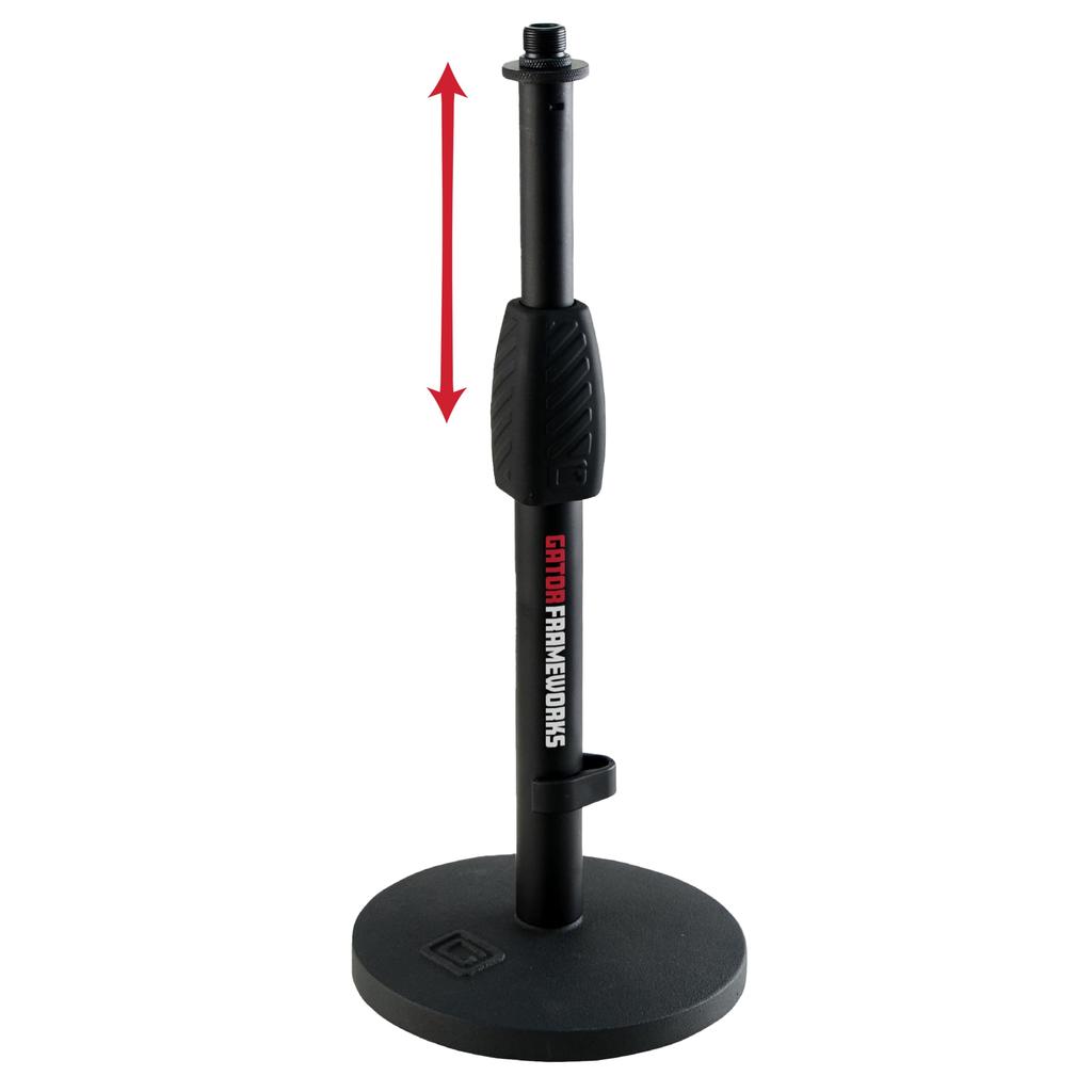 GATOR Frameworks Microphone Stand, Desktop Straight Type, Vibration-Absorbing Round Base GFW-MIC-0601