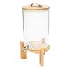 Glass Drink Dispenser Wood Stand, Cold Glass Beverage Dispenser for Party, Large Lemonade Dispenser Jar Spigot, 1/2 Gallons
