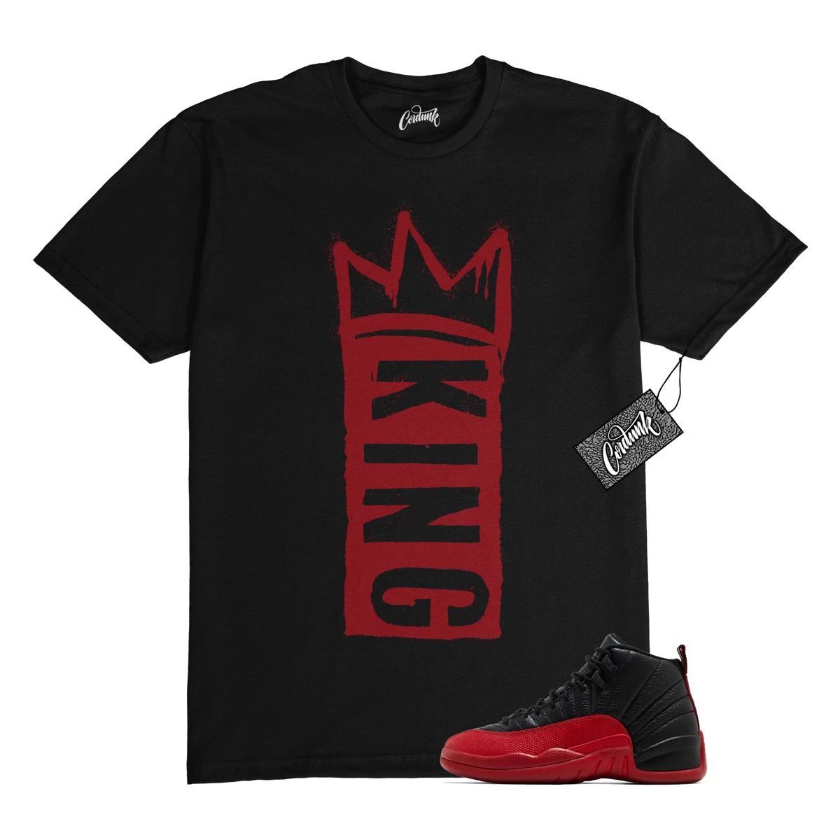 

12 Flu Game 2025 Black Varsity Red T Shirt Match K1 3XL
