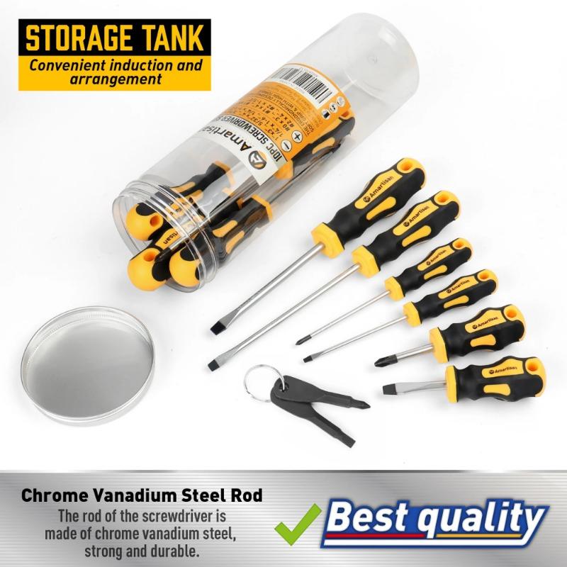 10PCS Multipurpose Handle Screwdrivers Set With Magnetic Insulated Security Repair Hand Tools Cross/Straight Type Screw Driver