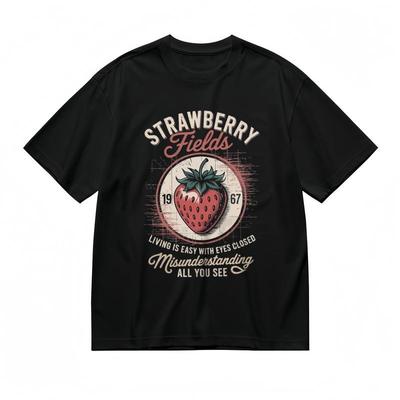 Damenmode Bequemes Klassisches T-Shirt Erdbeere Vintage Thema Druck Kunst T-Shirt