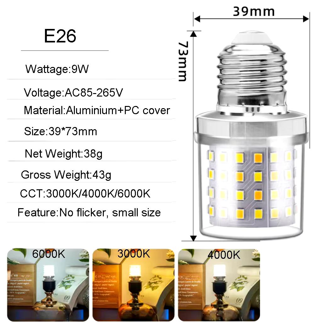 Mini LED Corn Bulb E27 E26 E14 E12 B22 B15 9W no/flicker base 6500k White Warm Lamp lamp 85/265V Cold 3/colors living 2835/SMD