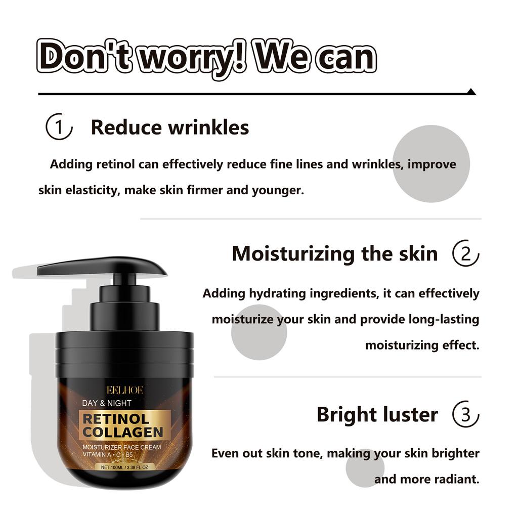 Eelhoe Face Cream Retinol Face Cream Remove Dark Spots Whitening Face Care Moisturizing Anti-Aging Firming Skin Care Cosmetics 100ml