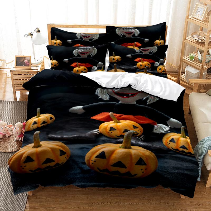 Halloween Bedding 3D Horror Pattern Duvet Cover Pillowcase 2/3pcs Single/double Bed Full-size Home Textile Teens Men Gift