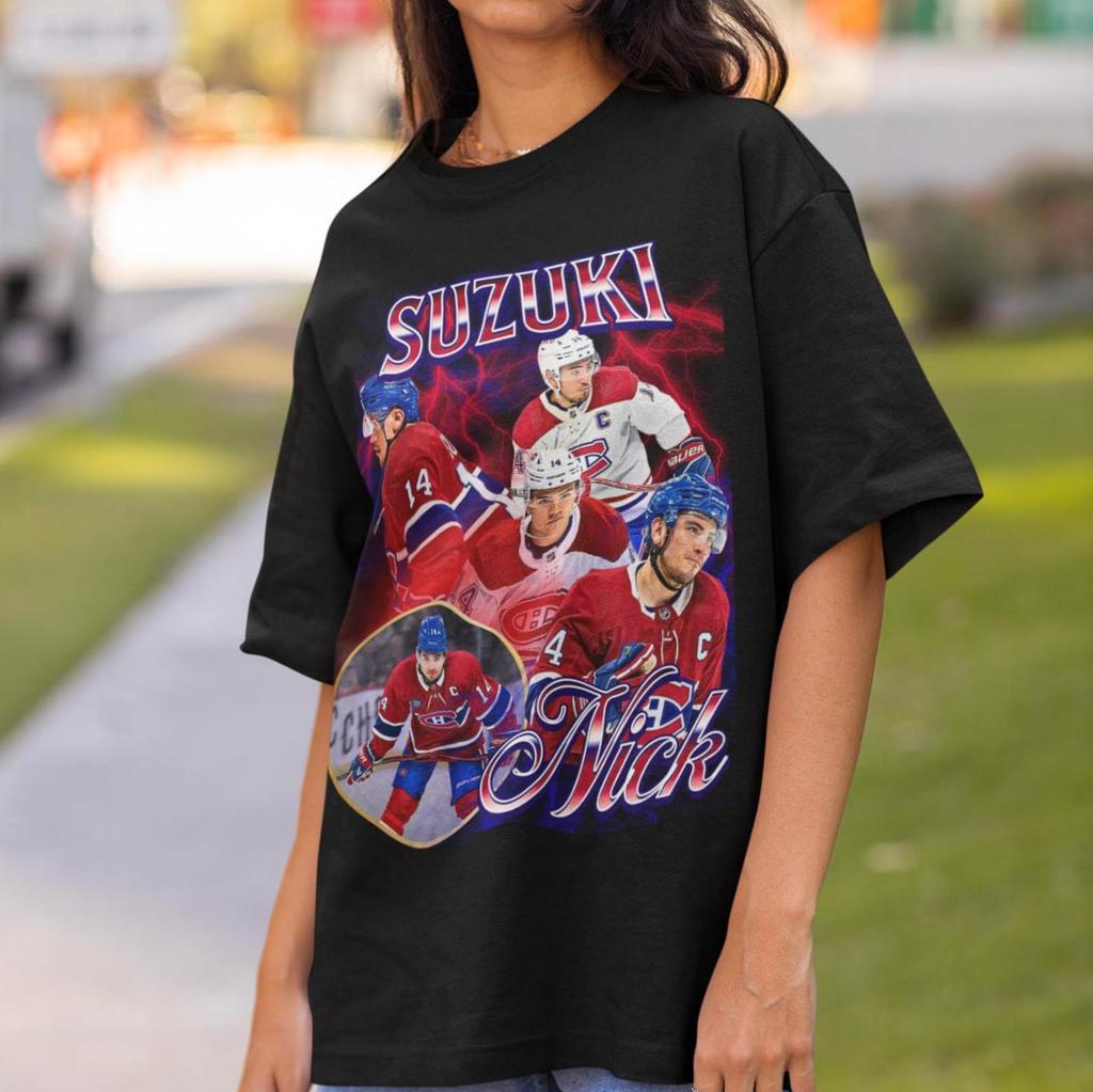 Nick Suzuki Vintage 90s Montreal Canadiens NHL Hockey Design Retro Bootleg Gift Classic Graphic Unisex T-Shirt Limited Edition Habs Shirt