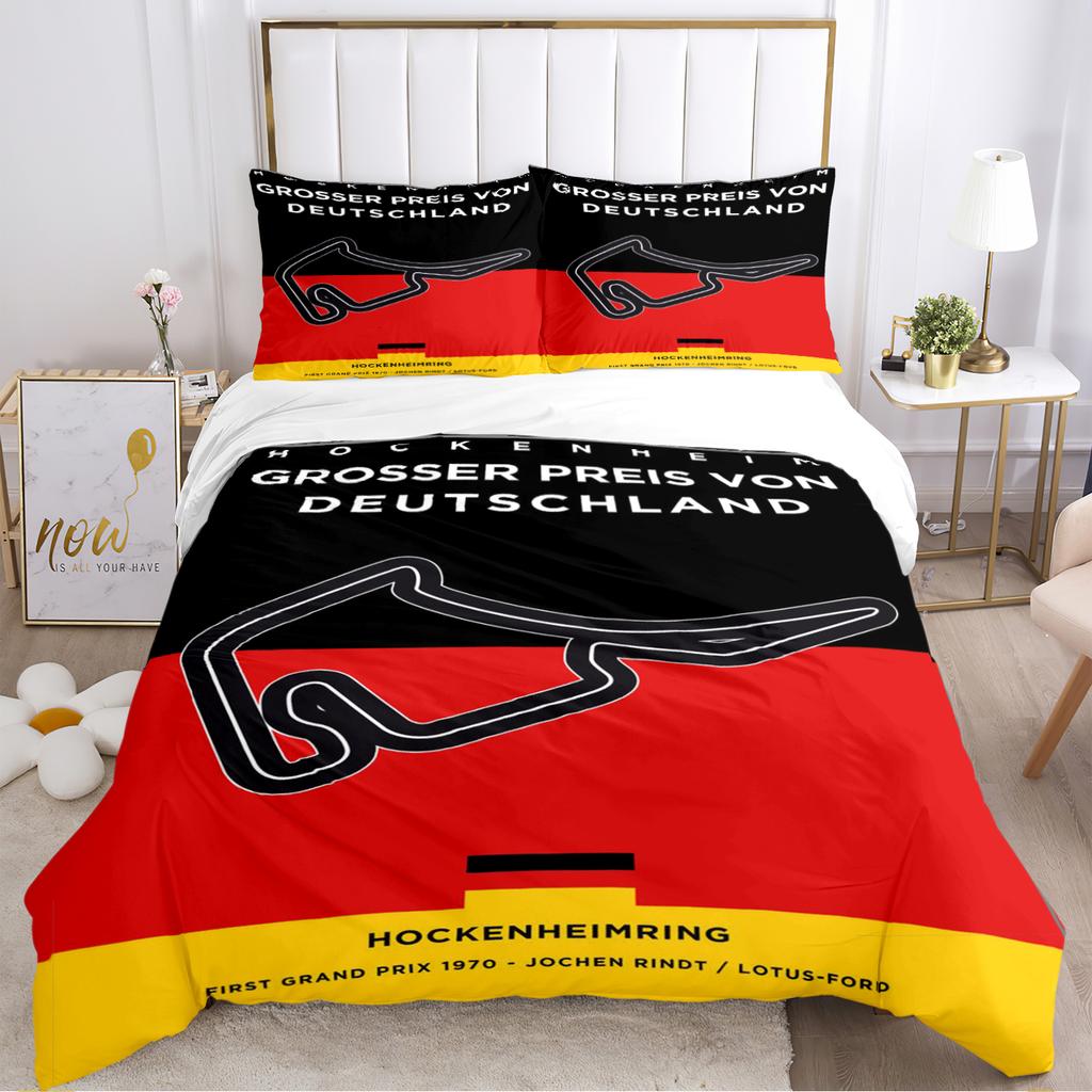 F1 International Track Duvet Cover Comforter Bedding Set Soft Quilt Cover and Pillowcases for Teens Boy Single/Double/Queen/King