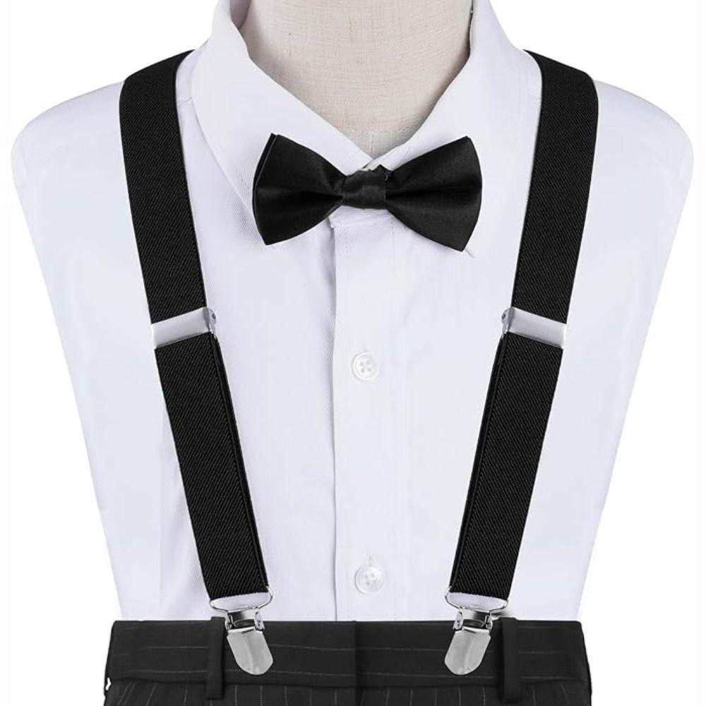 Elastic Kids Suspenders Solid Color Children Belt Classic Accessory Suspenders Bowtie