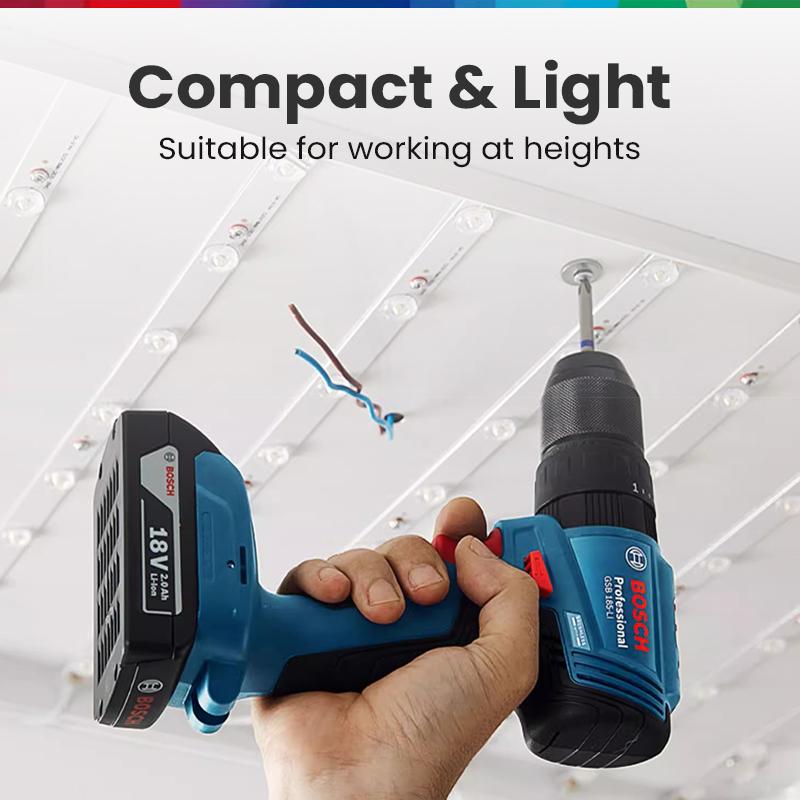 Bosch GSB 185 LI Electric Drill 18V professional lithium-ion impact drill can warn of low battery and tool malfunctions