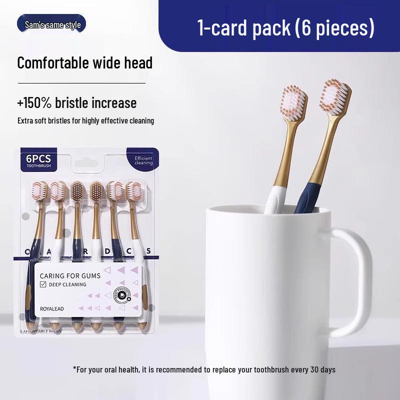 

Зубная щетка с мягкой щетиной, широкая головка для мужчин и женщин, тонкая и нежная, семейная упаковка из 6 штук, взрослый унисекс набор 12 pieces/2 cards