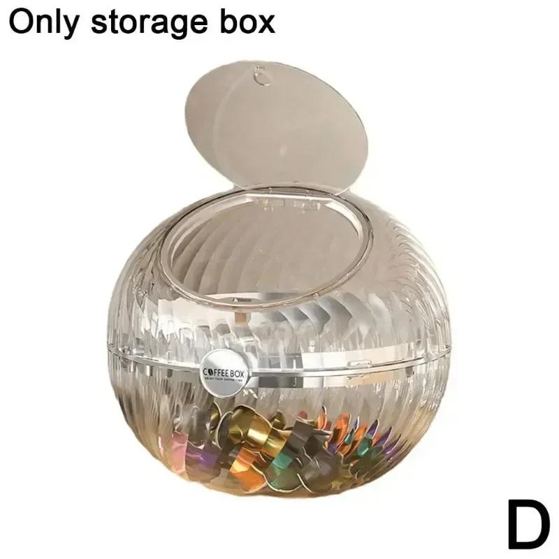 Transparent Spherical Coffee Capsules Storage Box Large Desktop Open With Capacity Decoration Lid Jar Organizer Candy Snack D5p0