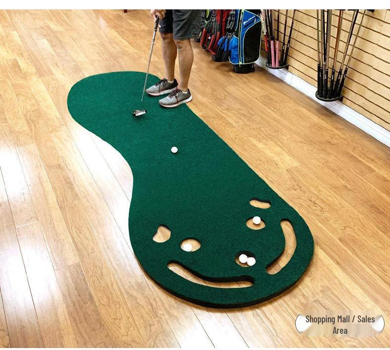 Indoor Golf Putter Practice Mat with Big Footprint - Non-Slip Home Use Mini Green
