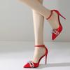 Spring /Autumn  Women 'S Shoes Fashion Butterfly -Knot Narrow Band Bling Patchwork Cross -Tied Pointed Toe Pumps