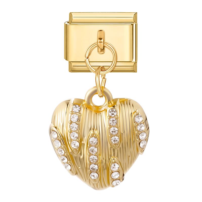 Gold Color Heart Lips Bow Knot Rose Swan Fishbone Pendant Charm Links Fit 9mm Stainless Steel Bracelet DIY Making Men Women Gift