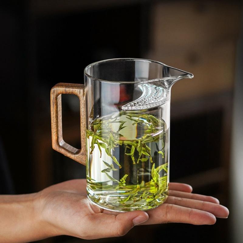 

Жаростойкое Стеклянное Чайное Сито-Чаша для Справедливости Встроенное Фильтрование Полумесяцем Мужская Чаша Боковая Деревянная Прозрачная Чайное Море Чайная Чашка Чайный Диспенсер 450ml