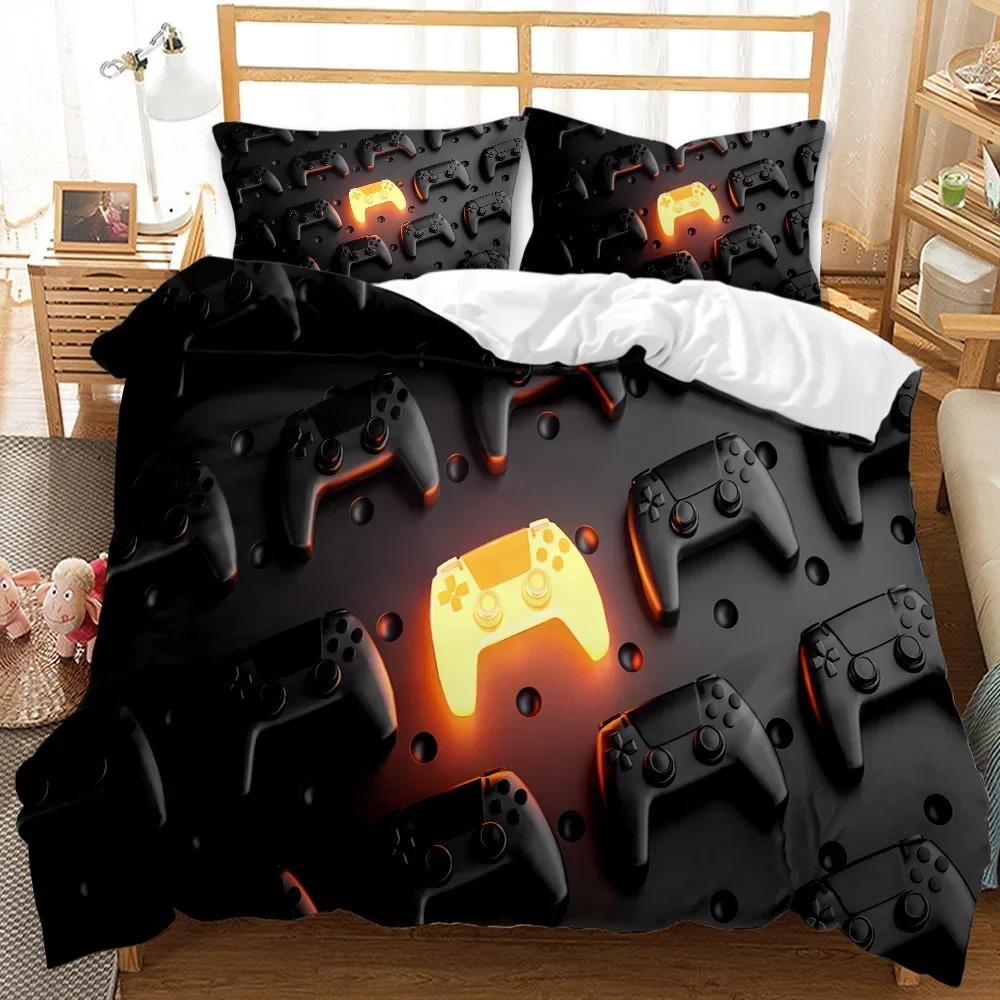 Gaming-Bettwäsche-Set, Gamer-Zimmer-Dekor, Gamer-Bettbezug, Jungen, Mädchen, Kinder, Teenager, Videospiele, Twin Queen King, Polyester-Bettbezug