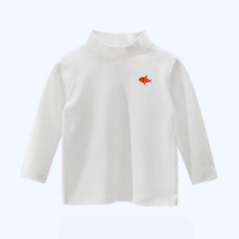 

Весенняя детская одежда, новая футболка с длинным рукавом и высоким воротником 140cm белый