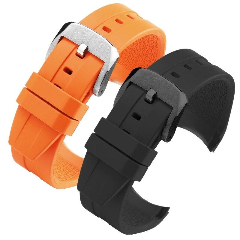 Curea de ceas din cauciuc de 22 mm pentru Tissot 1853 Starfish Diving T120 Curea din silicon cu capăt curbat Seria T120417A Brățară de mână masculin