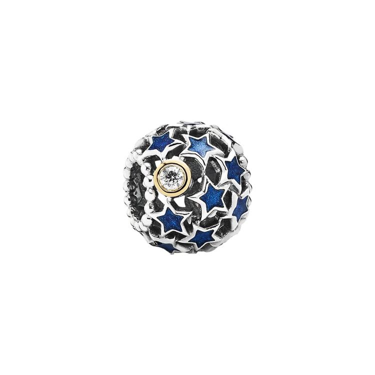 Pandora Hollow Star Fashionable Exquisite Versatile 14K Gold Jewelry Accessories Unisex Jewelry 791371CZ Blue,F