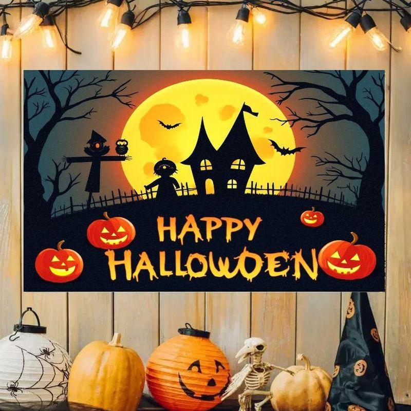 Halloween Tapestry Pumpkin Castle Moon Background Wallpaper Party Decoration Children's Room Bedroom