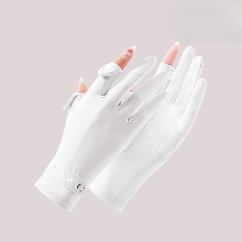 Summer Ice Silk Sunscreen Gloves for Women's Non Slip  High Elastic  Breathable Touch Screen Outdoor Driving and Riding Anti-UV Gloves