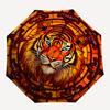 1pc Tiger StainedGlass Automatic Open/close Folding Compact Umbrella, 8-Rib Sturdy Canopy, Lightweight Portable, Everyday Use, Gift, Outdoor Umbrella,