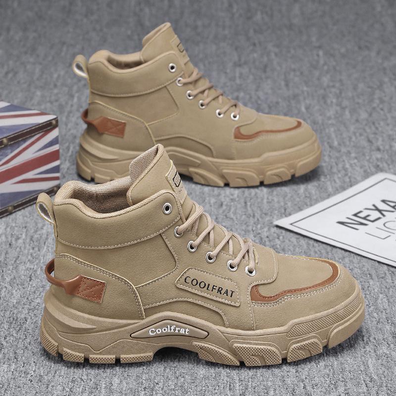Autumn Men's Shoes New High-top Martin Boots Men's Trend Versatile Platform Tooling Shoes Casual Short Boots Labor Insurance Shoes Men's