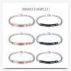 His Queen, Her King Stainless Steel Couple Bracelet with Diamond Inlay
