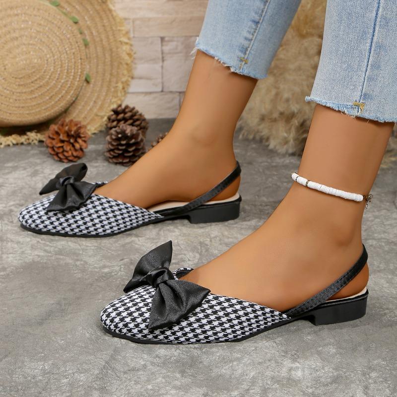 Fashion Women's Fashion Baotou Slippers Spring New Pointed Head Shallow Mouth Butterfly Knot Soft Flat Shoes