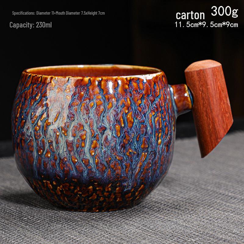 

Kiln-Fired Ceramic Mug with Wood Handle - Personalized Office Coffee Cup, Creative Tea Cup, Home Milk Mug 301-400ml