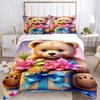 3pcs Anime Teddy Bear Bedding Set - Includes One Quilt Cover and Two Pillowcases (No Core) - Home Decor, Festival Gift, Polyester Fabric, Ca