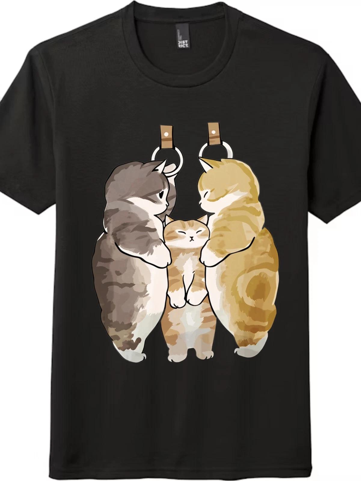 Unisex Hanging Three Cute Cats Graphic kids boys T-Shirt-Casual Cat Lover Kitten kids boy kids boy tee 100