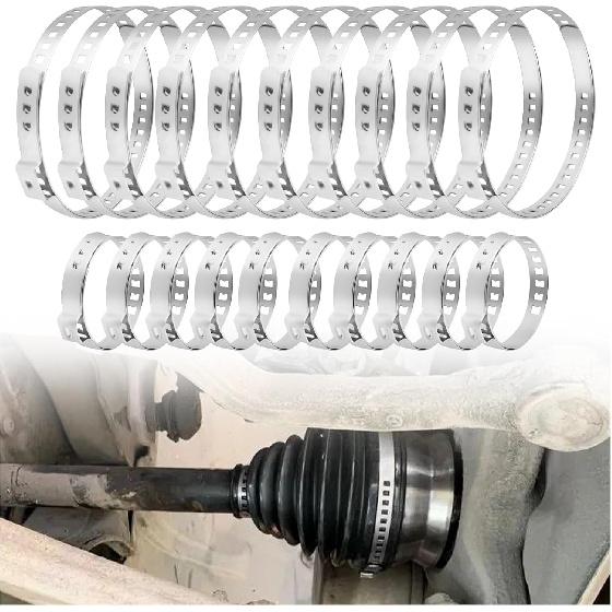 10PCS CV Boot Clamp Kit Include 5PCS Small and 5PCS Large Hose Clamps,Adjustable Hose Clamps Stainless Steel,Universal Pipe Clamps for Fasten